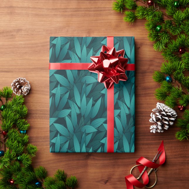 Gradient tropical leaves wrapping paper (Holiday Gift)