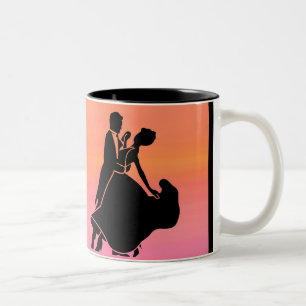 gradient tropical sunset sunrise dancers Two-Tone coffee mug