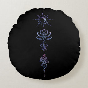 Gradient Unalome Group  Round Pillow