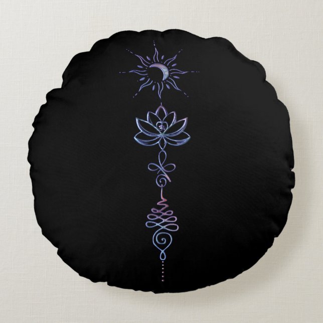 Gradient Unalome Group  Round Pillow (Front)