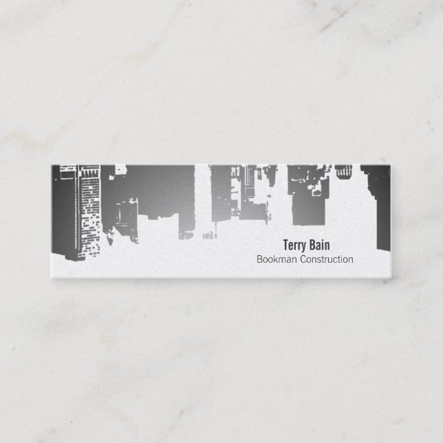 Gradient Upside Downtown Horizontal Skinny Mini Business Card (Front)