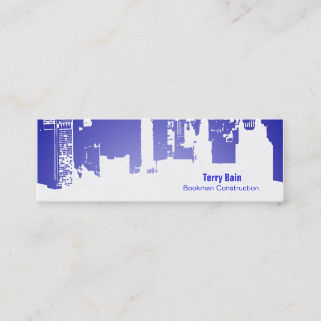 Gradient Upside Downtown Horizontal Skinny Mini Business Card (Front)