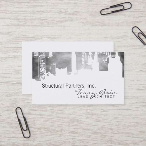 Gradient Upside Downtown Horizontal Skinny Smoke Business Cards