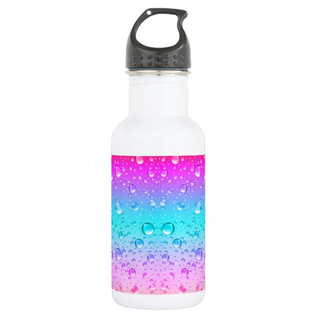 Gradient Water Droplets Stainless Steel Water Bottle (Front)