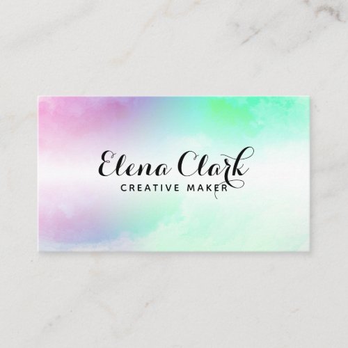 Gradient watercolor purple and mint green business card