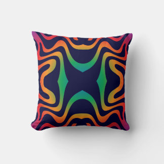 Gradient waves seamless pattern, psychedelic throw pillow