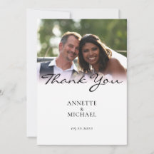 Gradient white fade wedding thank you card