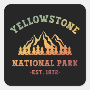Gradient Yellowstone National Park Hiking  Square Sticker