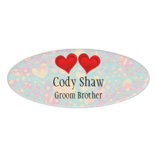 Gradients RED LOVE HEART + your backgr. & ideas Name Tag