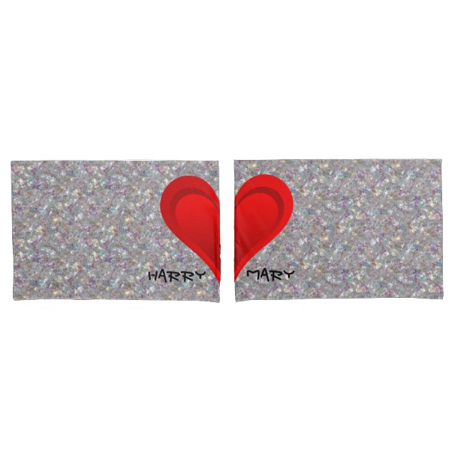Gradients RED LOVE HEART + your backgr. & ideas Pillow Case (Front-Set)