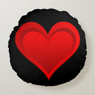 Gradients RED LOVE HEART + your backgr. & ideas Round Pillow