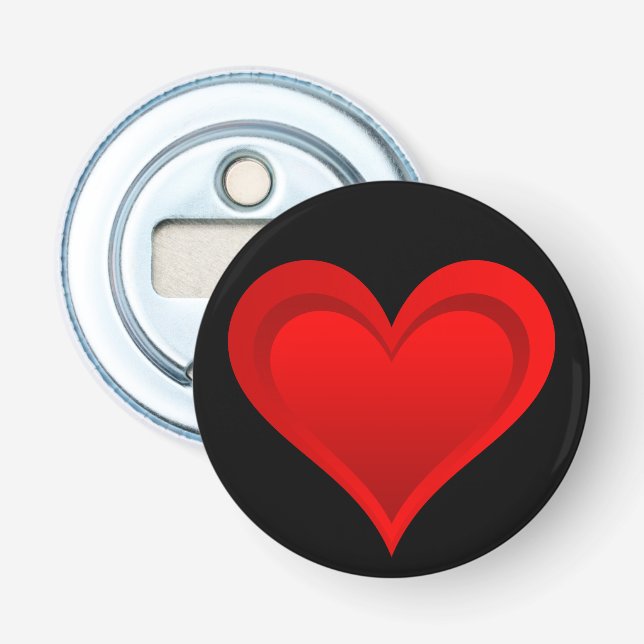 Gradients RED LOVE HEART + your text & ideas Bottle Opener (Front)