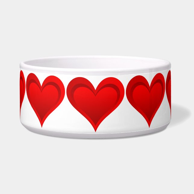 Gradients RED LOVE HEART + your text & ideas Bowl (Front)