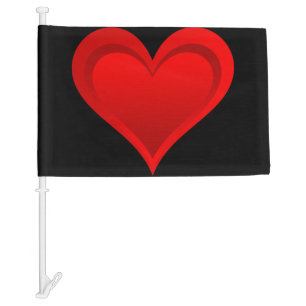 Gradients RED LOVE HEART + your text & ideas Car Flag