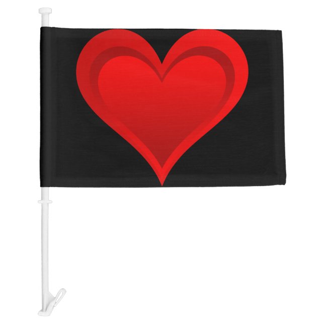 Gradients RED LOVE HEART + your text & ideas Car Flag (Front)