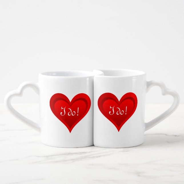 Gradients RED LOVE HEART + your text & ideas Coffee Mug Set (Front Nesting)