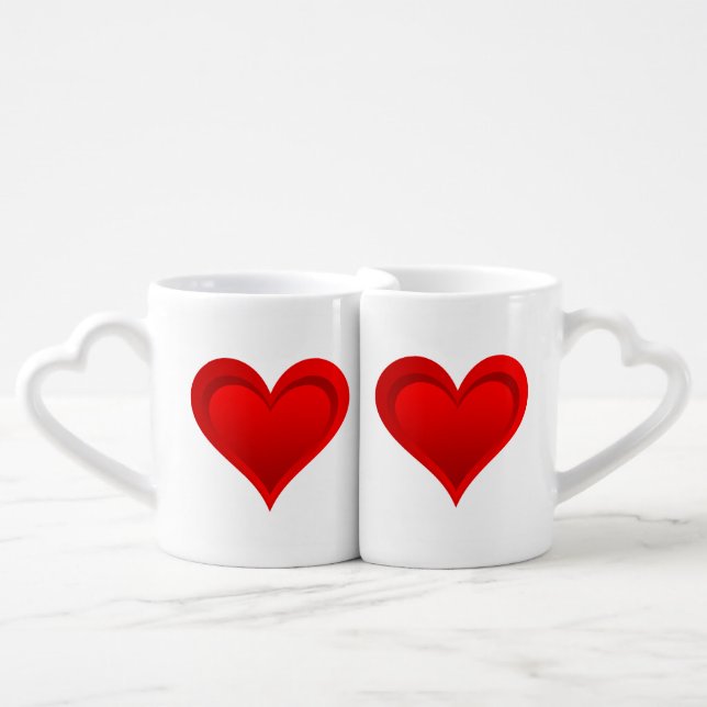 Gradients RED LOVE HEART + your text & ideas Coffee Mug Set (Front Nesting)