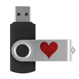 Gradients RED LOVE HEART + your text & ideas Flash Drive