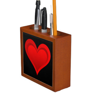 Gradients RED LOVE HEART + your text & ideas Pencil Holder