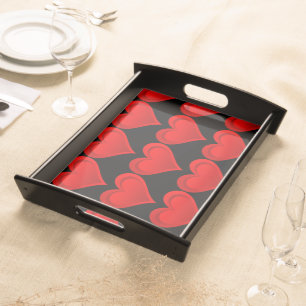 Gradients RED LOVE HEART + your text & ideas Serving Tray