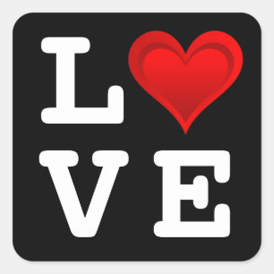 Gradients RED LOVE HEART + your text & ideas Square Sticker