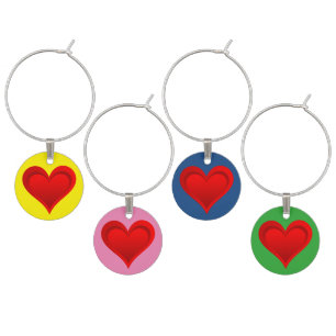 Gradients RED LOVE HEART + your text & ideas Wine Glass Charm