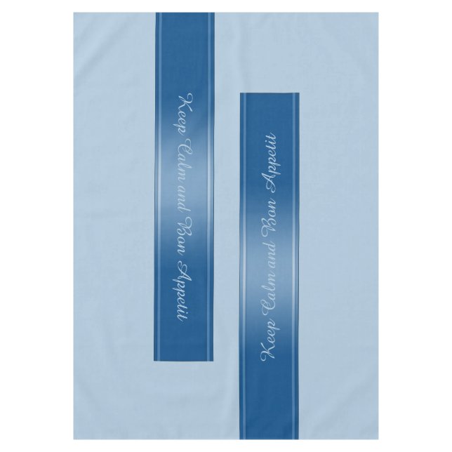 Gradients Stripes Border Deco blue + your text Tablecloth (Front)