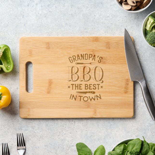Gradpa's BBQ Grilling Cooking Etched Wooden Engraved Cutting Board (Kitchen Counter)