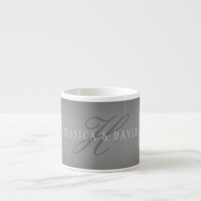 Gradually Changing Gradient Grey Any Name/s Espresso Cup (Front)