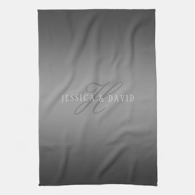 Gradually Changing Gradient Grey Any Name/s Kitchen Towel (Vertical)