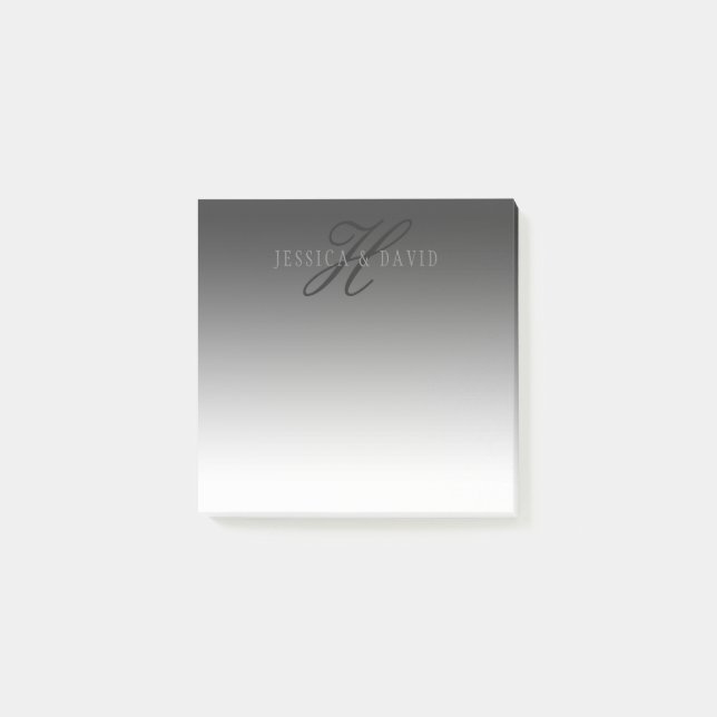 Gradually Changing Gradient Grey Any Name/s Post-it Notes (Front)