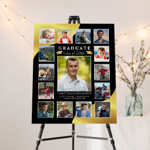 Graduate 15 Photo Collage Black Metallic Gold Foam Board
