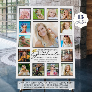 Graduate 15 Photo Collage Handwritten Script Foam Board