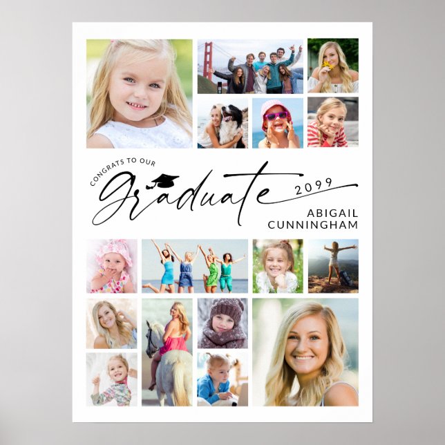 Graduate 16 Photo Memory Board Poster (Front)