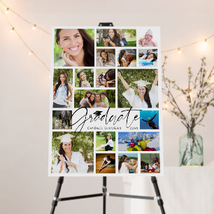 Graduate 19 Photo Collage Script Black White Foam Board