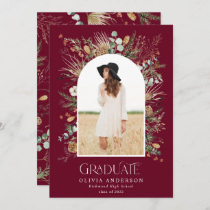 Graduate 1 photo arch watercolor botanical floral announcement