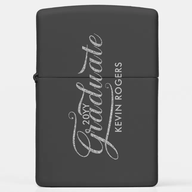 Graduate 2017 Gray Modern Typography Zippo Lighter