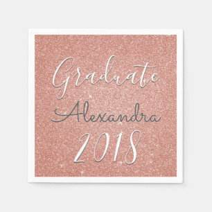 Graduate 2018 Rose Gold - Blush Pink Glitter Napkins