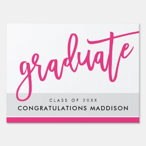 GRADUATE 2020 simple chic bold calligraphy pink Sign