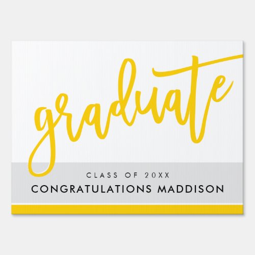 GRADUATE 2020 simple chic bold calligraphy yellow Sign