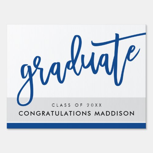GRADUATE 2020 simple chic calligraphy royal blue Sign
