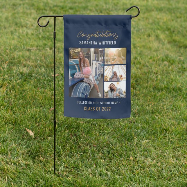 Graduate 2022 Photo Collage Modern Graduation Garden Flag (In SItu)