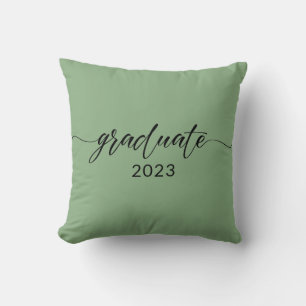 Graduate 2023 Black Calligraphy Design Throw Pillow