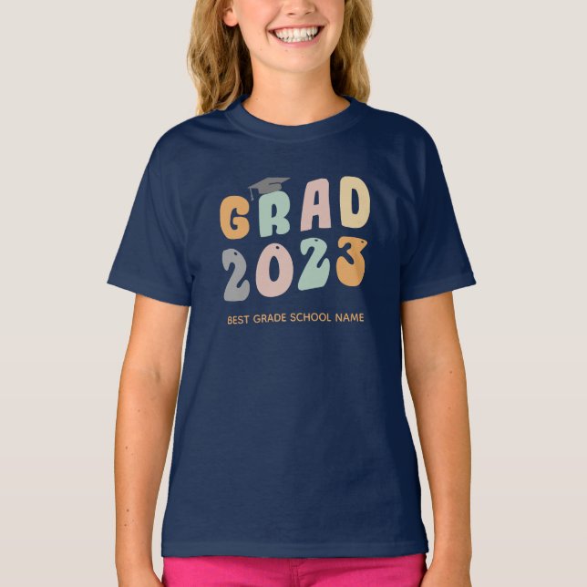 Graduate 2023 Class Custom School Name Matching T-Shirt (Front)