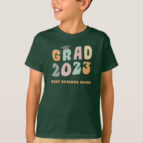 Graduate 2023 Grade School Retro Green Matching T_Shirt