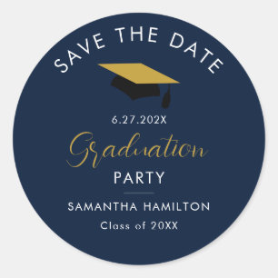 Graduate 2024 Script Save the Date Grad Party Classic Round Sticker