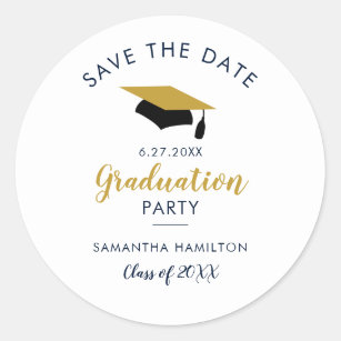 Graduate 2024 Script Save the Date Grad Party Classic Round Sticker