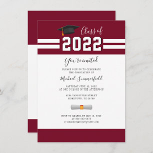 Graduate 2025 Burgundy White Graduation Party Invitation
