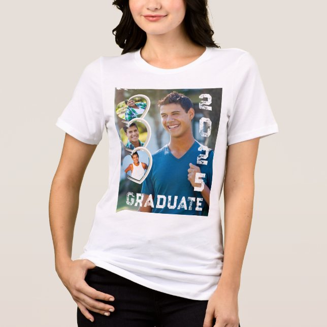 Graduate 2025 Photo Hearts Tri-Blend Shirt (Front)