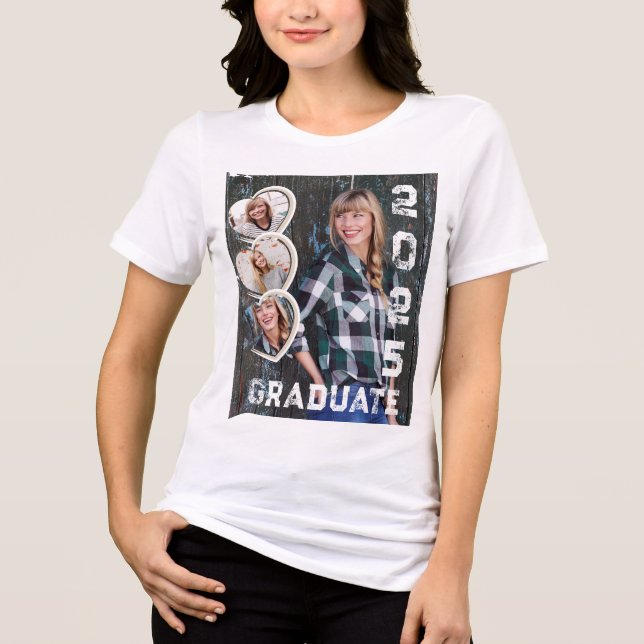 Graduate 2025 Photo Hearts Tri-Blend Shirt (Front)